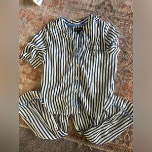 Striped Blue and White Pajama Set